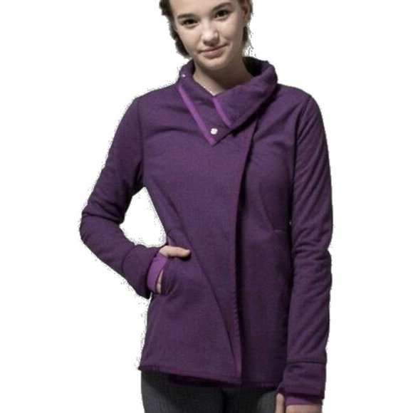 Ivivva Girls Big Business Wrap Jacket Purple Fleece Sweater Lululemon Sz 14 - Picture 9 of 9